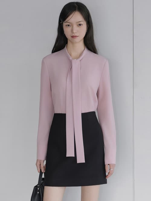 Wide tie blouse (4colors)