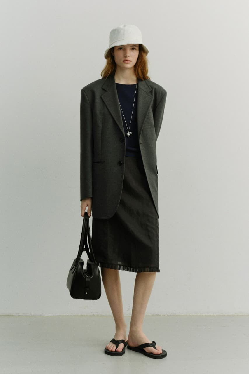 UNISEX OVERSIZED WOOL BLAZER MELANGE GREY_UDJA6A107G2