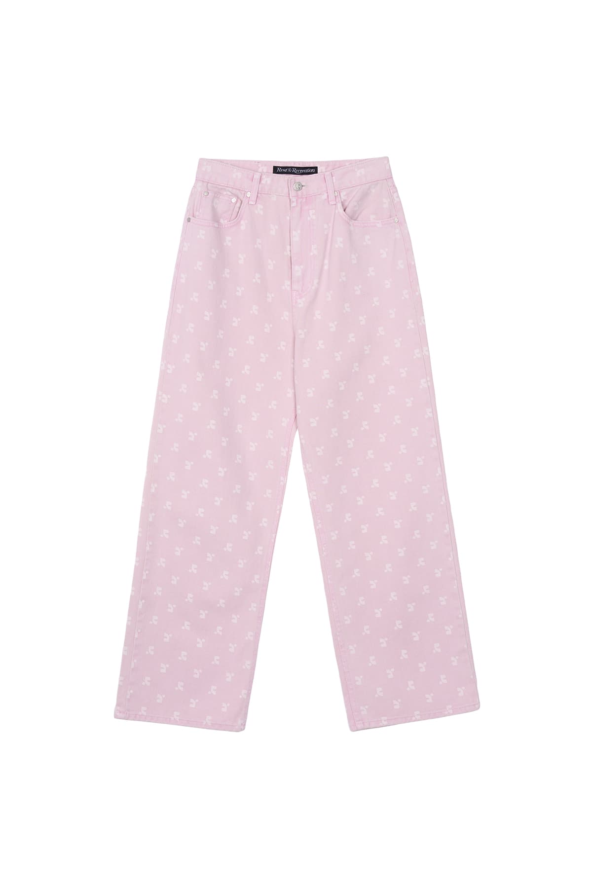 RR LOGO PRINTED JEANS - PINK