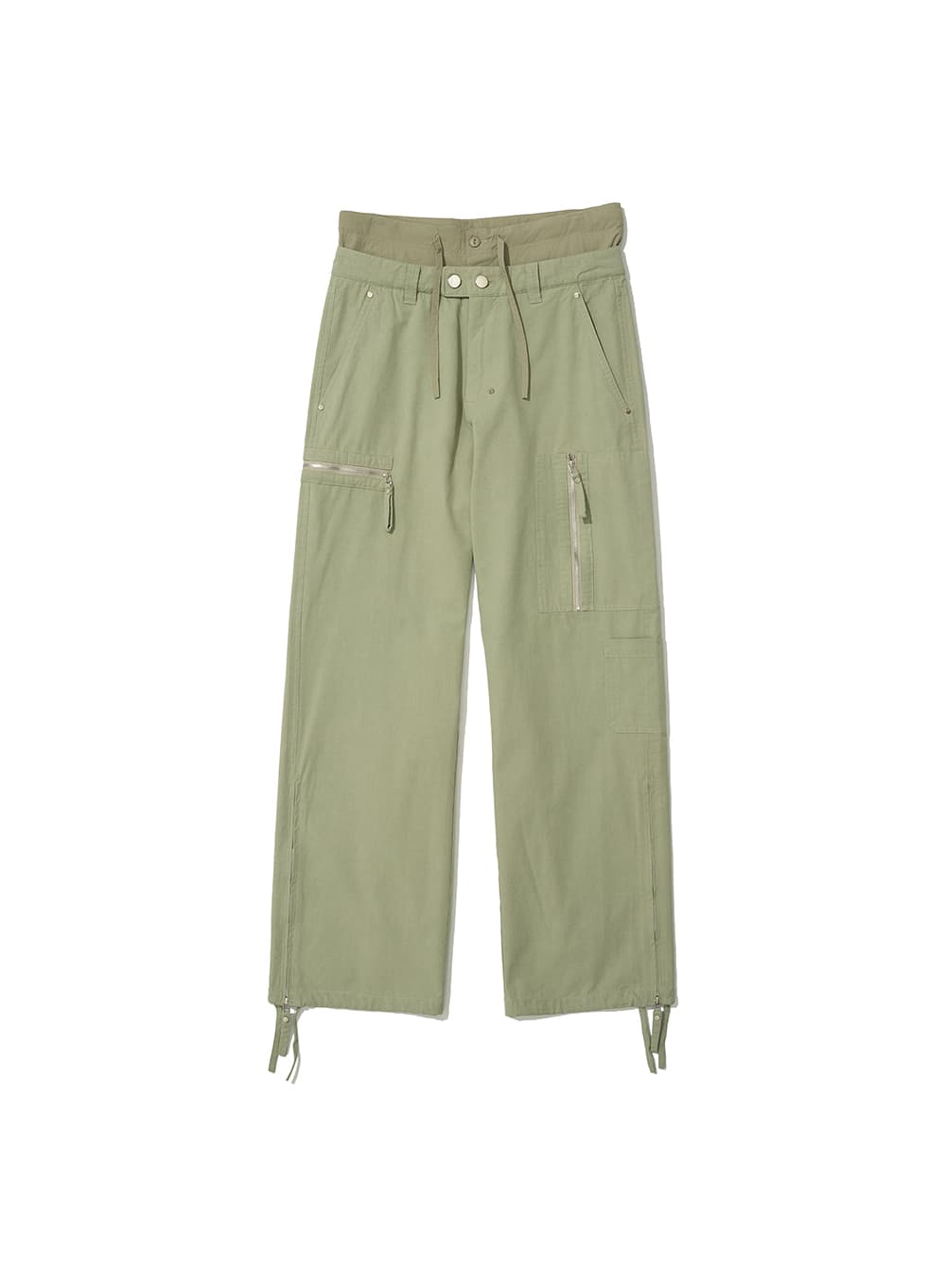 DOUBLE LAYERED WAIST CARGO PANTS_LIGHT KHAKI