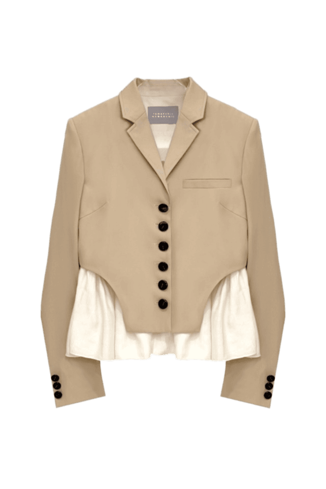 Ruffle-Tail Blazer Jacket (Beige)