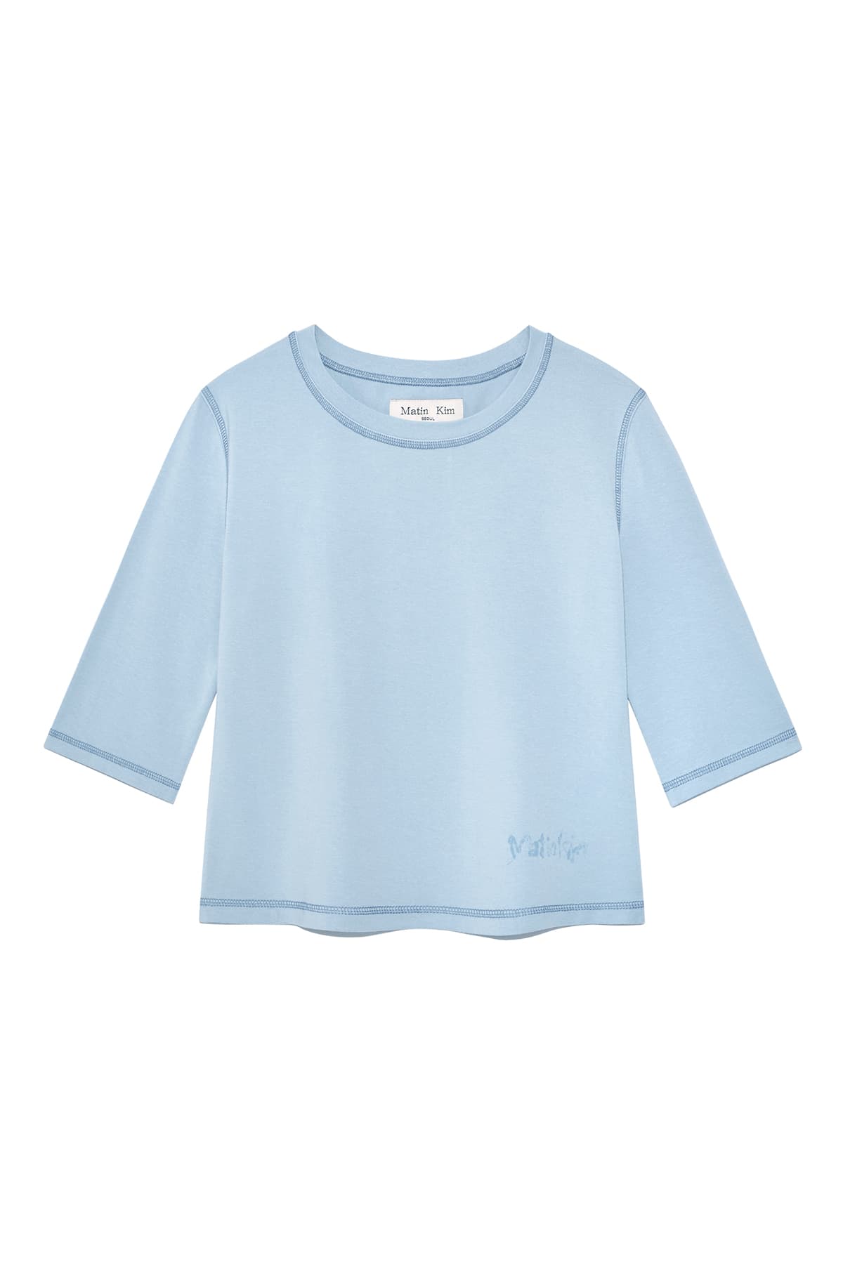 THREE QUARTER LOGO SLIM TOP IN LIGHT BLUE