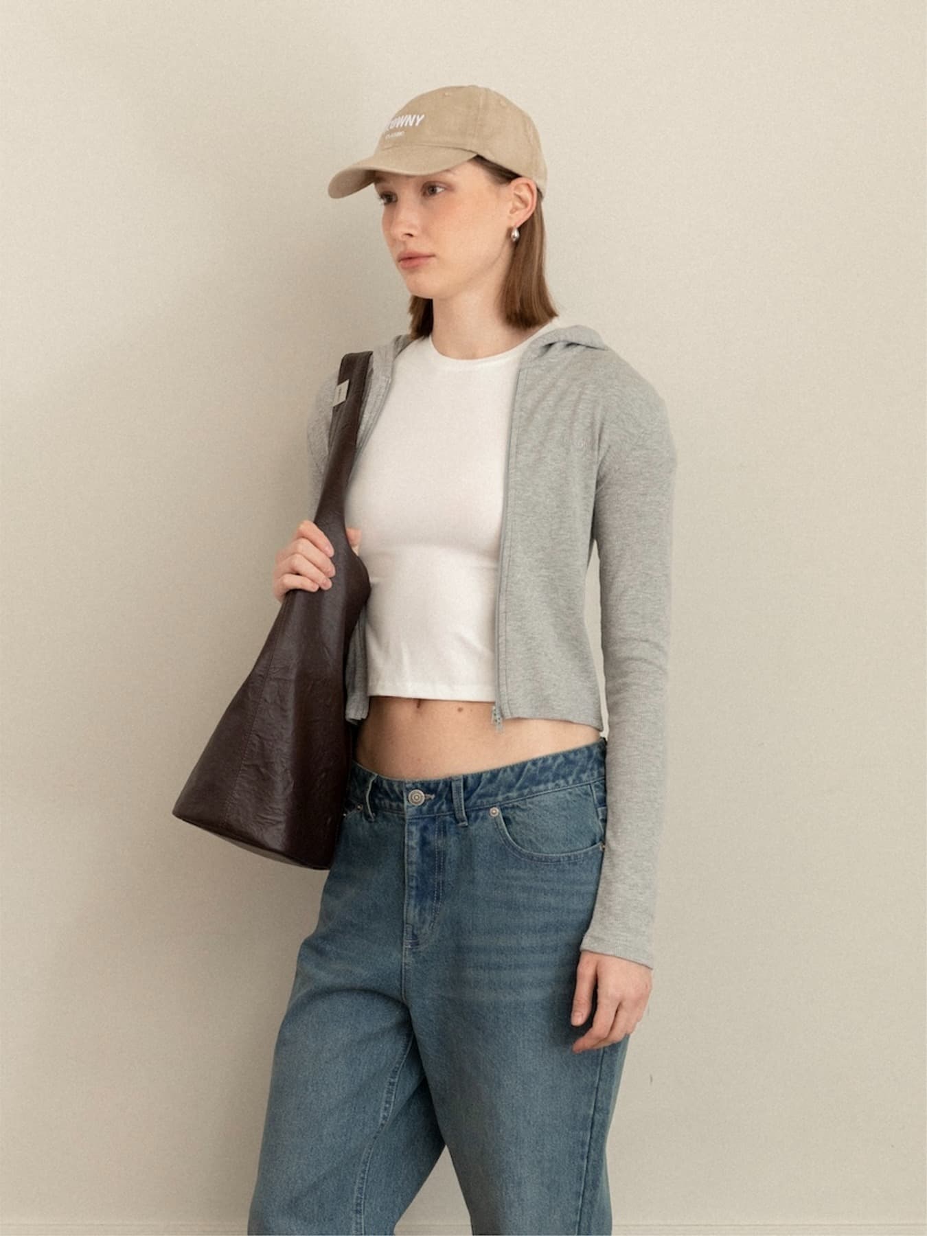 G CLASSIC ESSENTIAL RIB ZIP-UP (MELANGE GRAY)