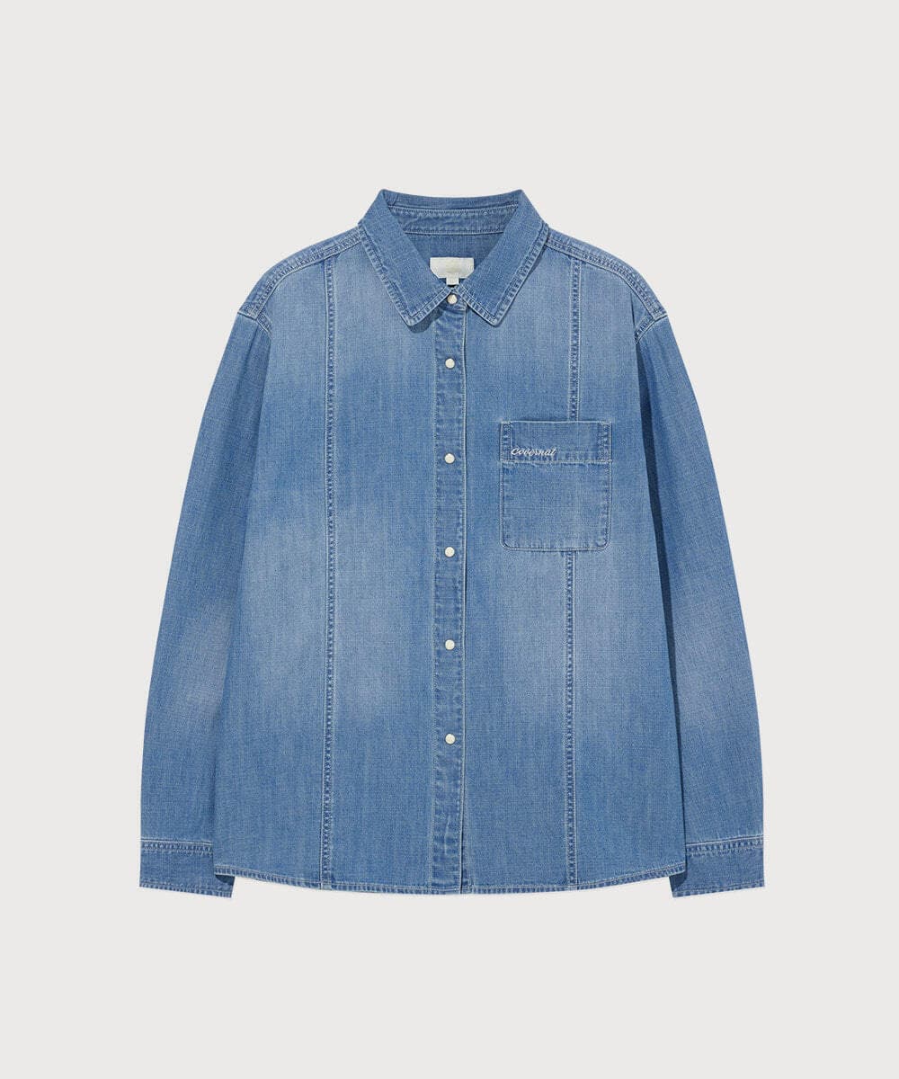 우먼 포켓 데님 셔츠 Blue