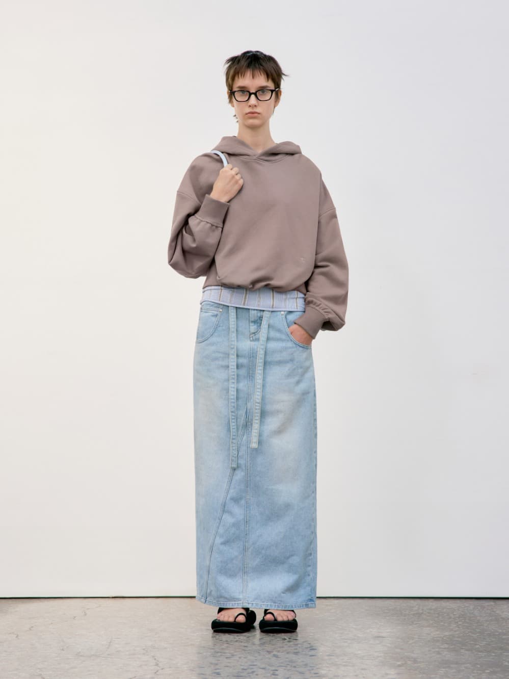 Back Rib Crop Hoodie_Red Brown