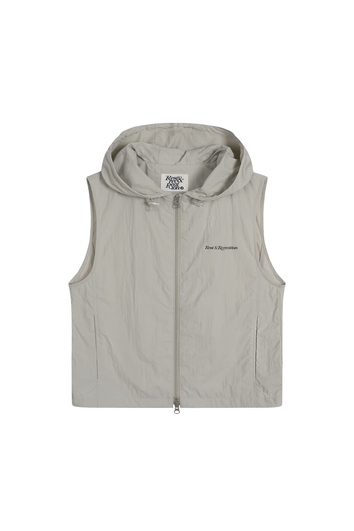NYLON HOOD VEST+GYM SACK SET - LIGHT BEIGE