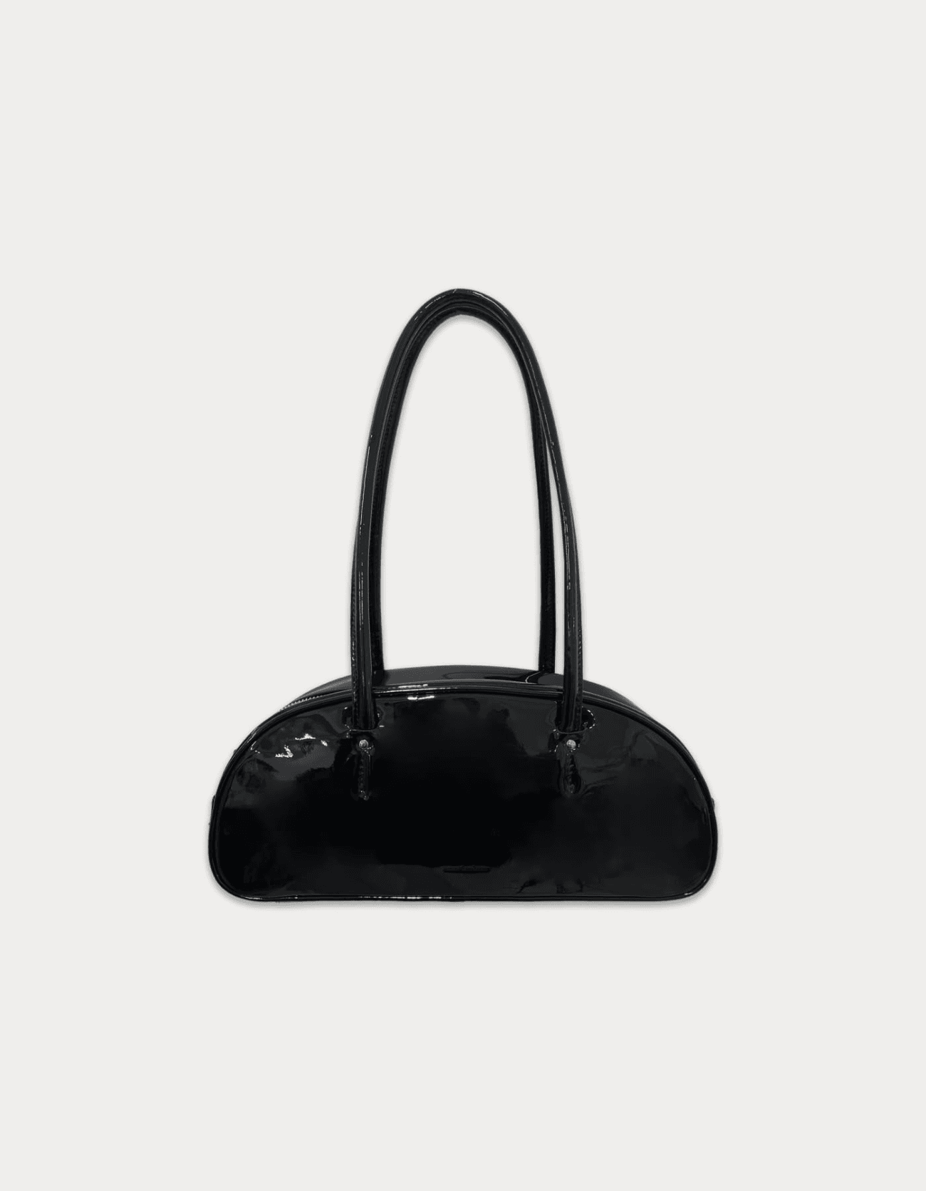 Glossy baguette bag - black
