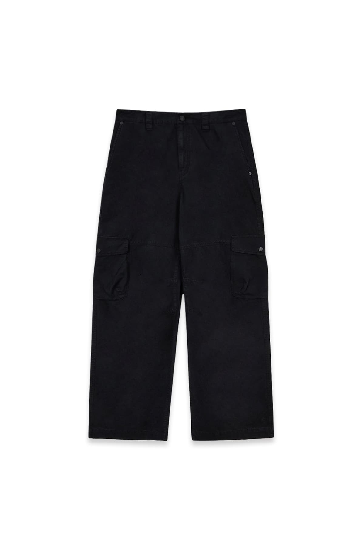 WASHED WIDE CARGO PANTS FOR MEN IN BLACK