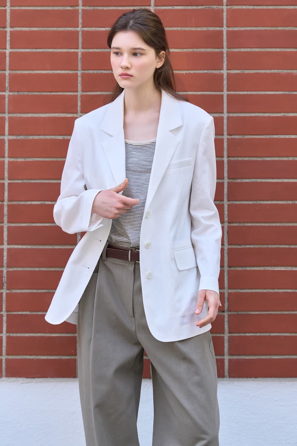 Relax-fit linen jacket White [N6PSJK01]