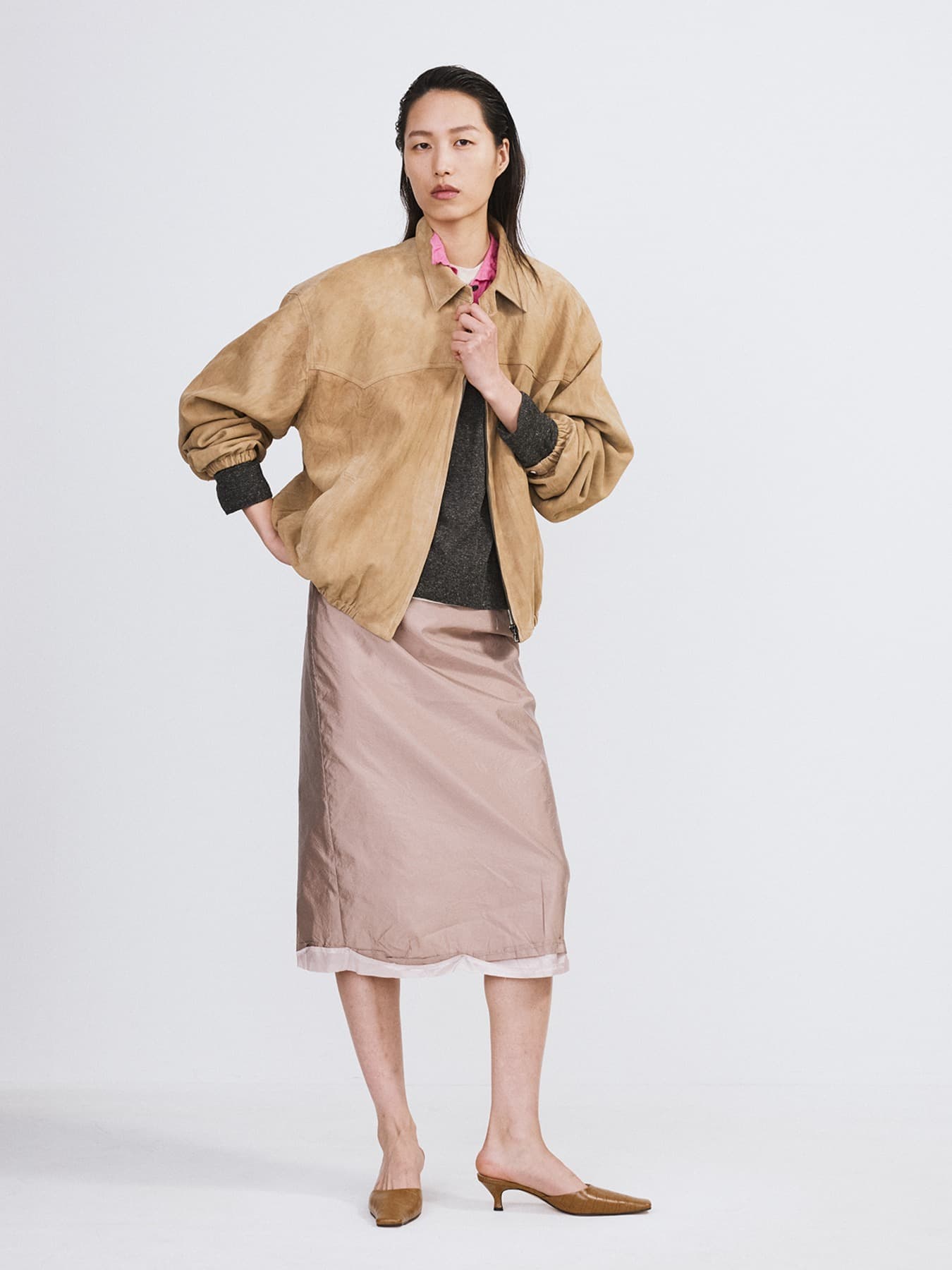 SUEDE HARRINGTON JUMPER (DESERT)