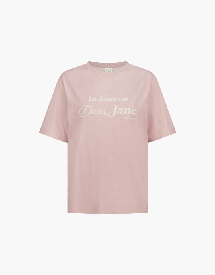 chain embroidery t-shirt - light pink