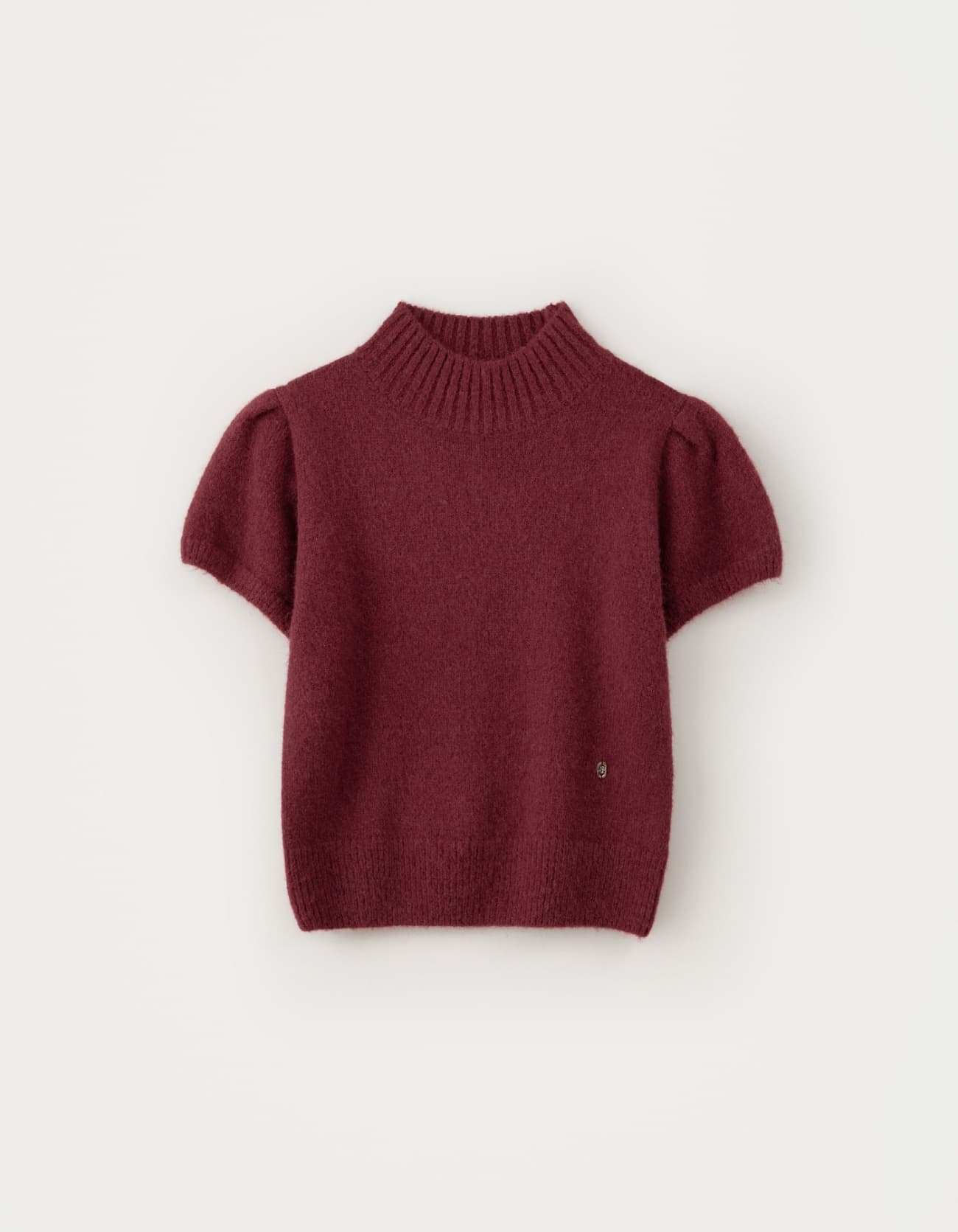 Turtleneck Emma Half Puff Knit - Vintage Red