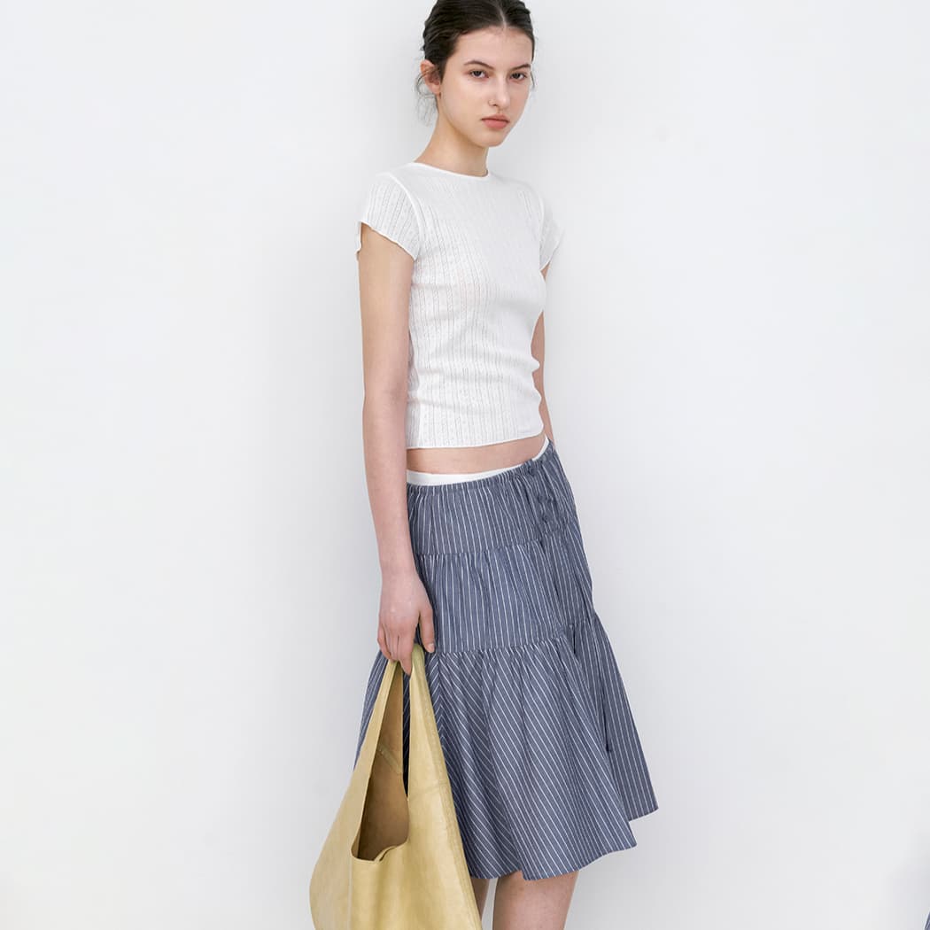 (SK-5101)STRIPE STRING FULL MIDI SKIRT