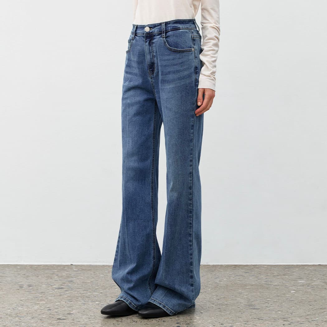 (X-PT-5483)SLIM LINE SEMI BOOTCUT DENIM PANTS