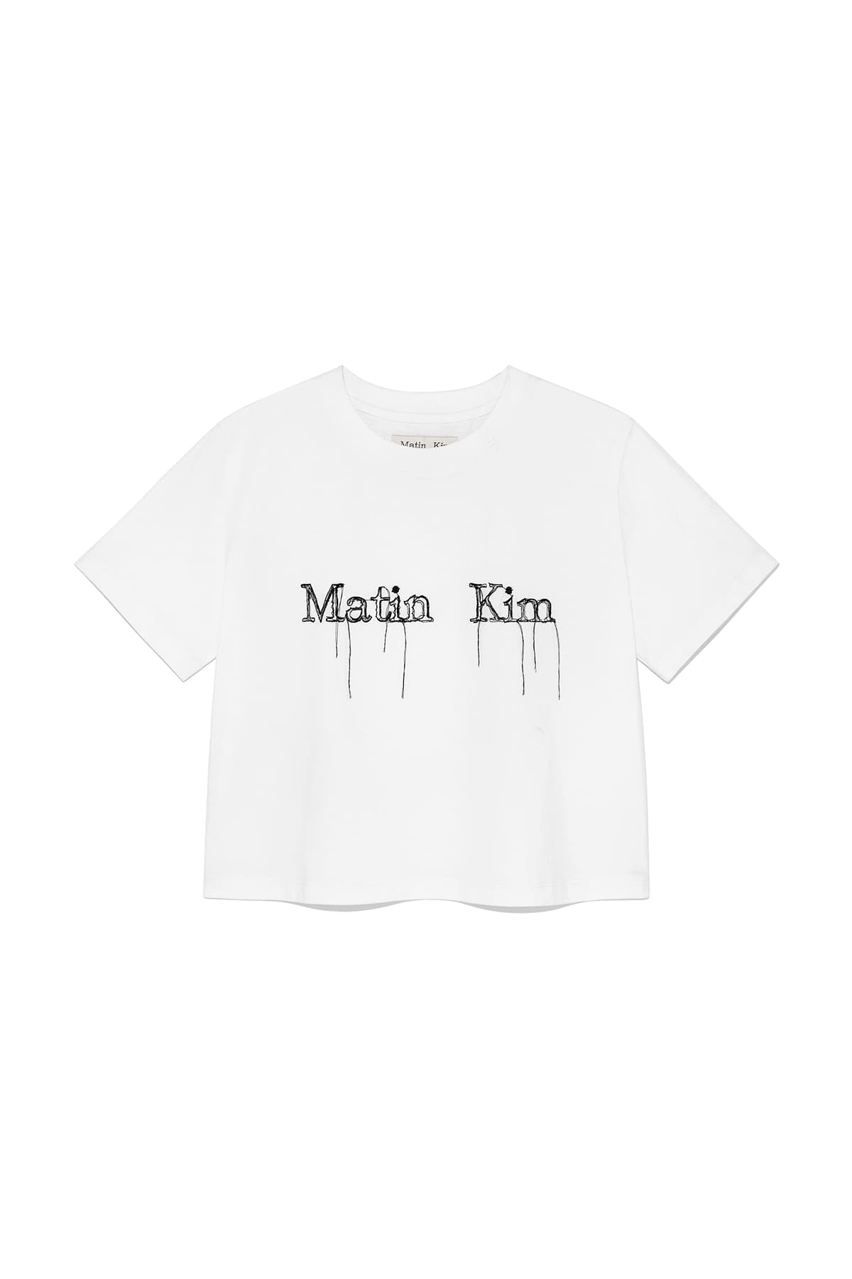 LOGO THREAD POINT CROP TOP IN WHITE
