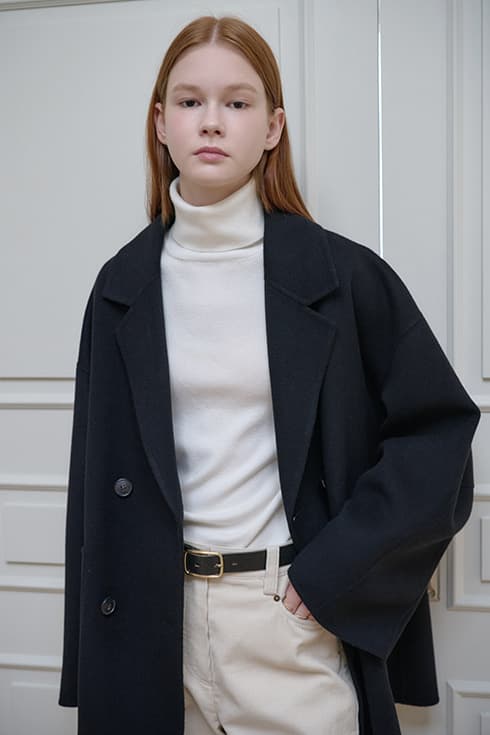 25FN relax-fit handmade half coat [BK]