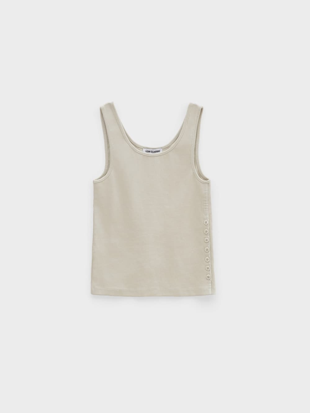 Side Button Sleeveless Top_Greish Beige