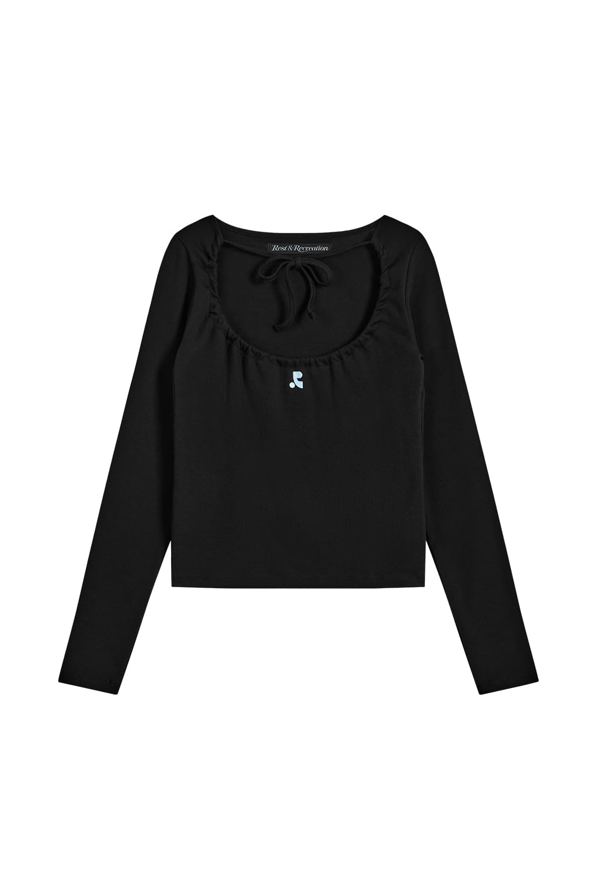 TIE LONG SLEEVE TOP - BLACK