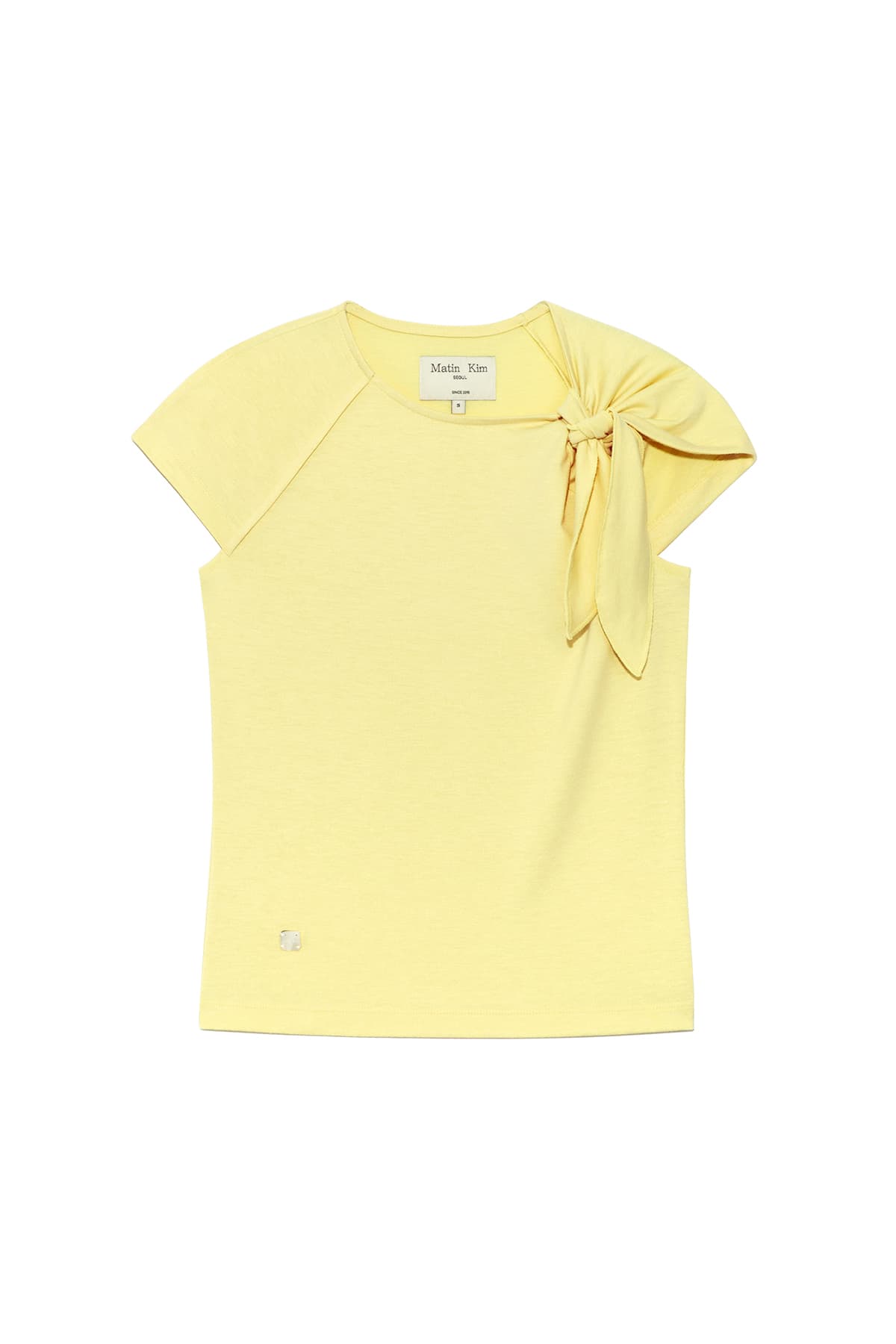 UNBALANCE TIED SHIRRING TOP IN LIGHT YELLOW