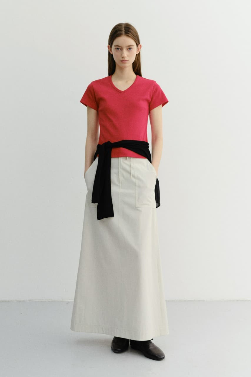 A-LINE MAXI SKIRT IVORY_UDSK6B222IV