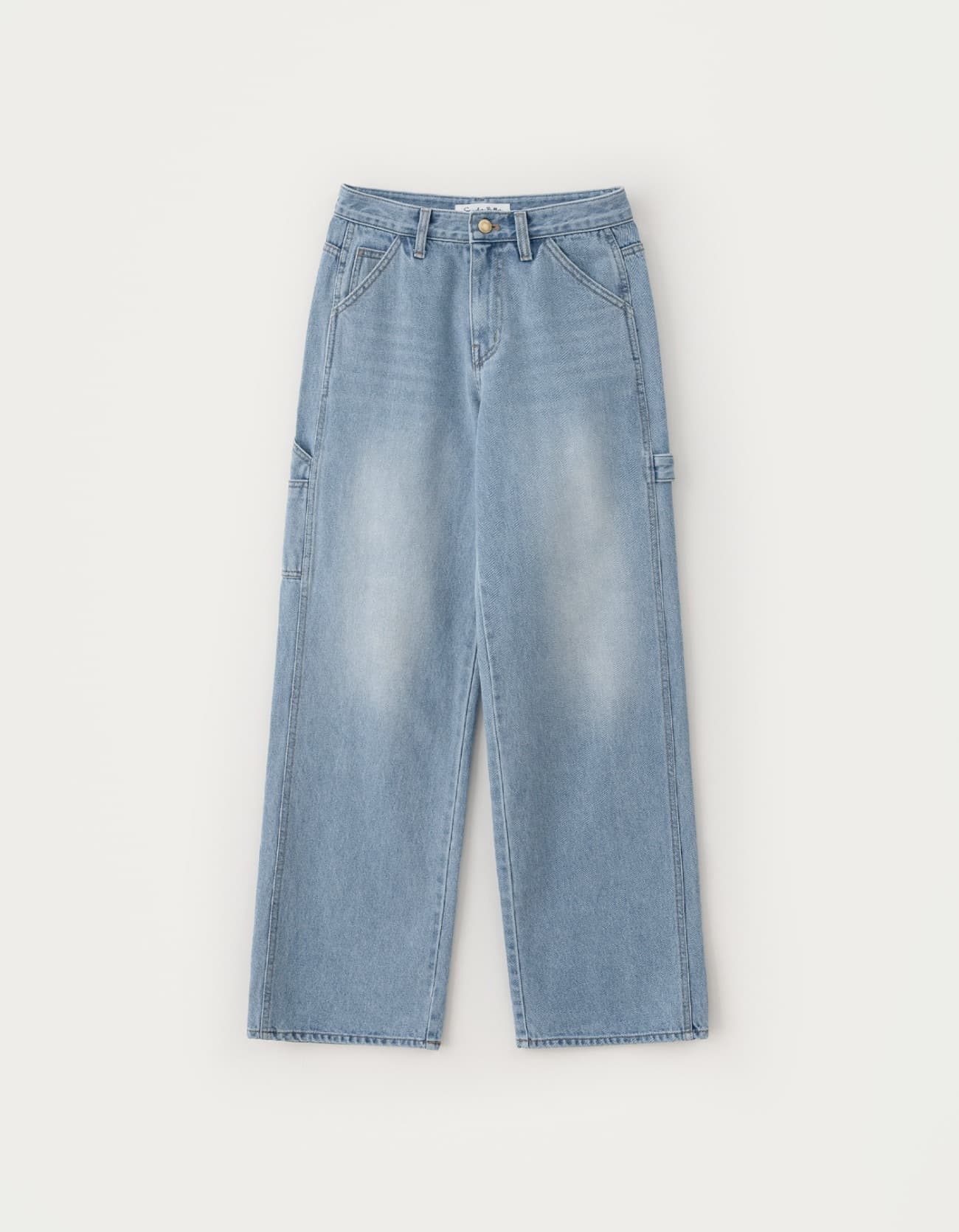 Loop Wide Denim Pants - Light Blue