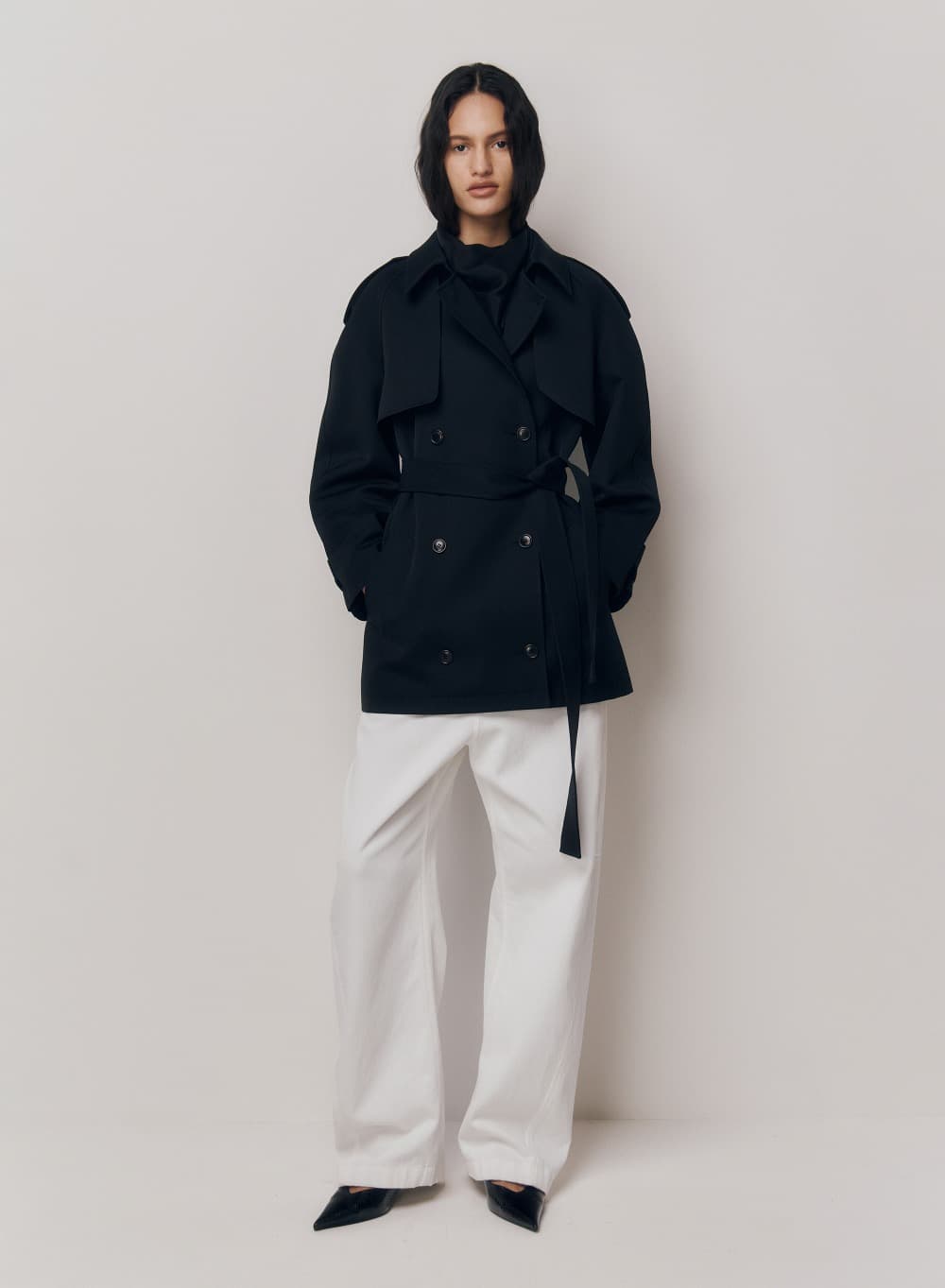 Lien Half Trench Coat Black