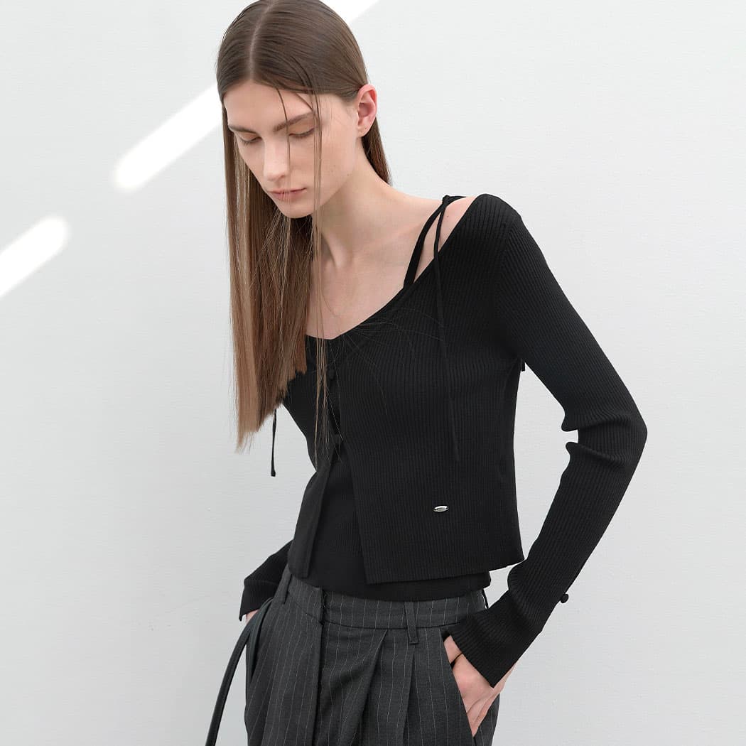 (CD-2186)LIS KNIT TOP&CARDIGAN SET S