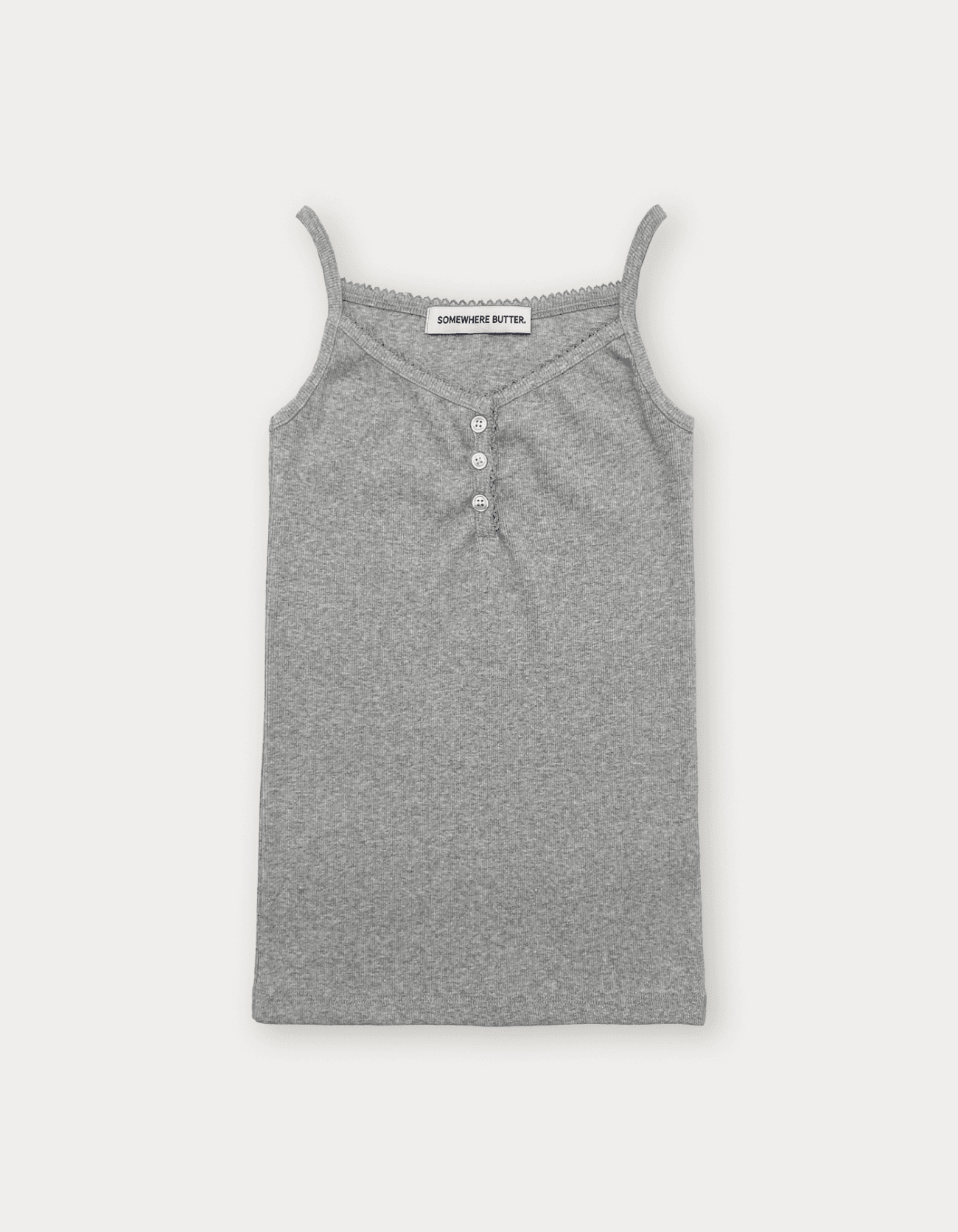 Lace Button Sleeveless - Grey