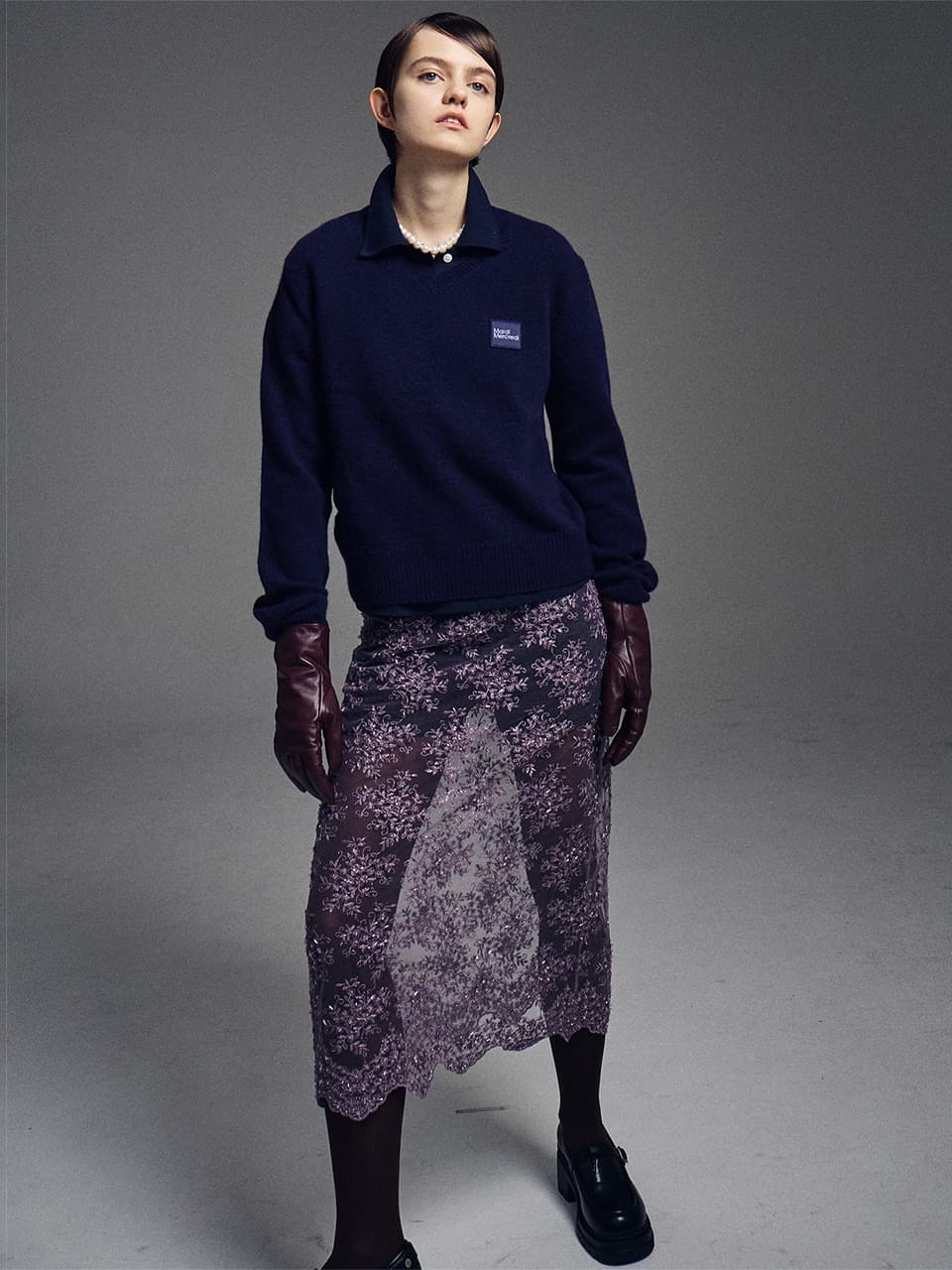 SEQUIN LAYERED SKIRT LACE_VIOLET