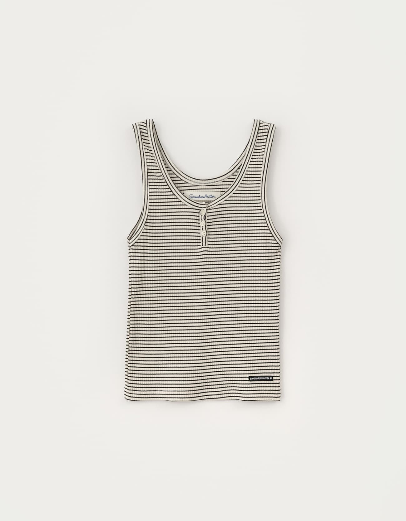 Stripe Wappen Button Sleeveless - Ivory