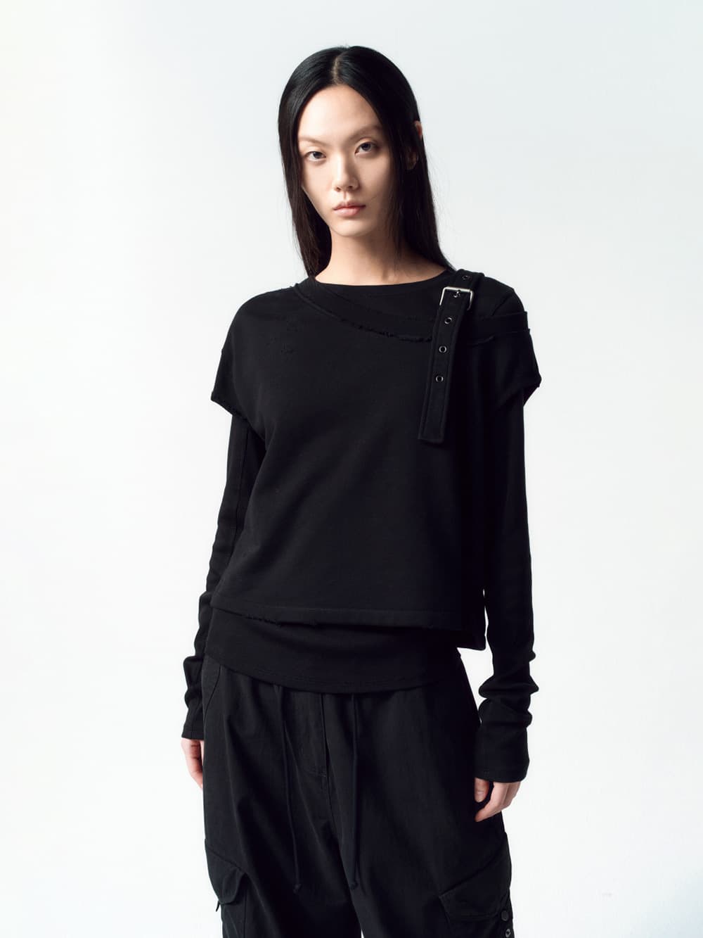 언밸런스 레이어드 탑 BLACK
