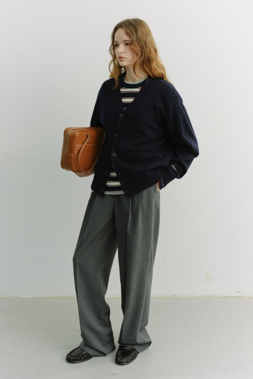 DOUBLE PLEATED SLACKS MELANGE GREY_UDPA6A204G2