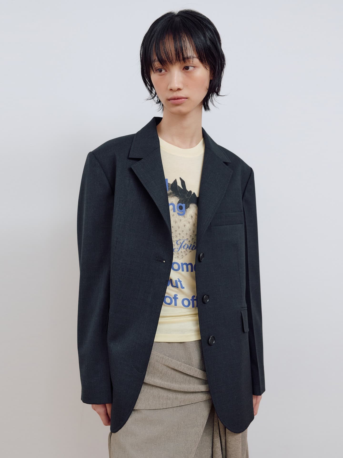 SINGLE HIDDEN JACKET_CHARCOAL