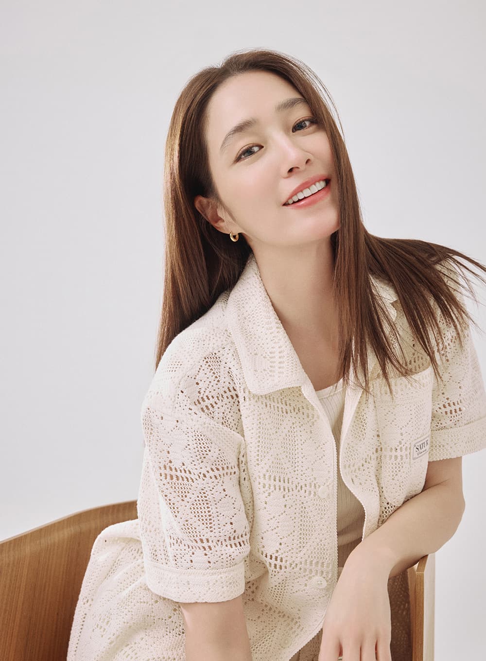 Crochet Collar Half Shirt - Cream