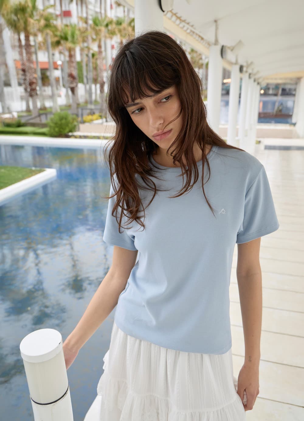 All-Day Cotton Rib T-shirt - Polar Sky-Blue