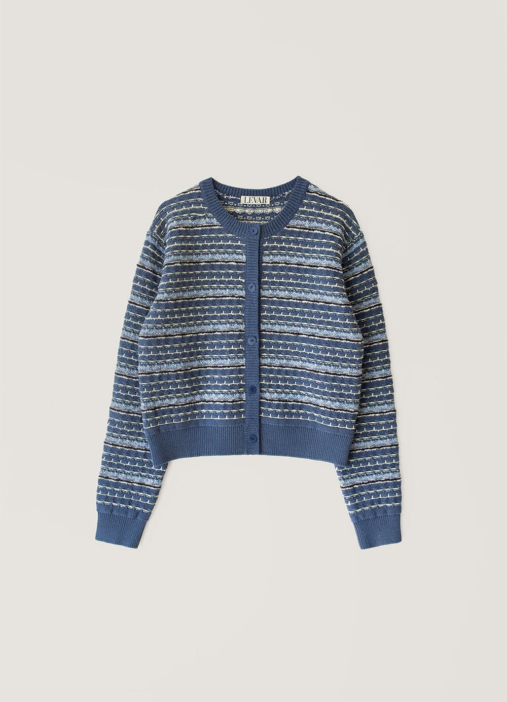 Tweed Jacquard Knit Cardigan - Dutch Blue
