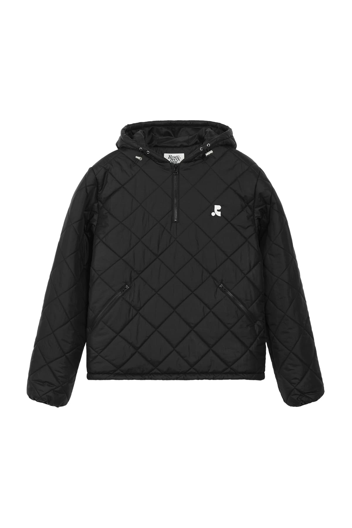 QUILTED HOODIE - BLACK