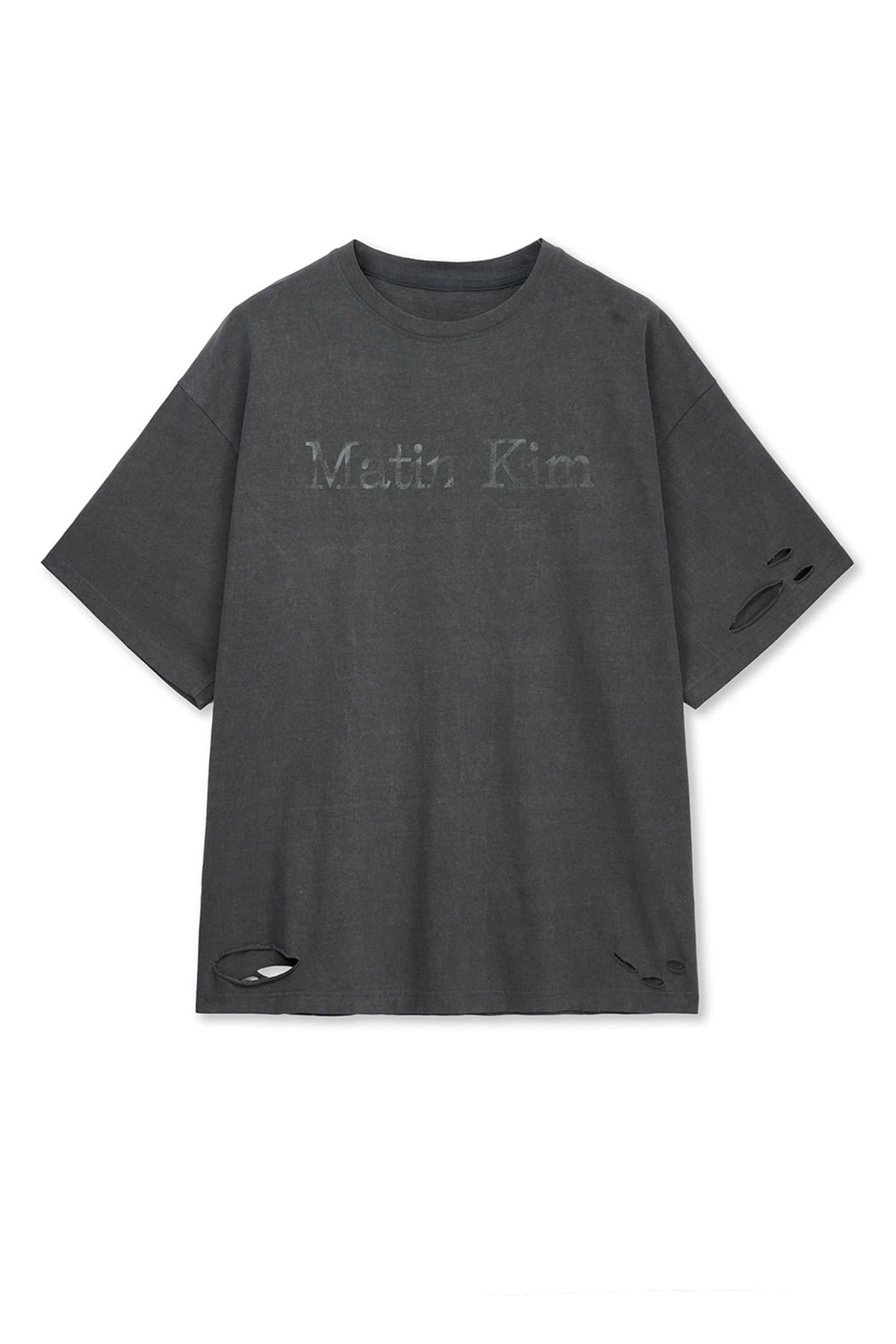 DISTRESSED LOGO TOP IN CHARCOAL