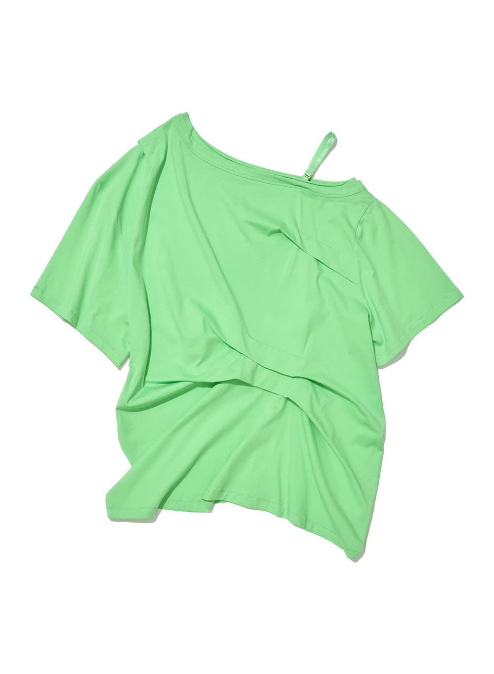 DRAPE PIN-TUCK UNBALANCED TOP_NEON GREEN