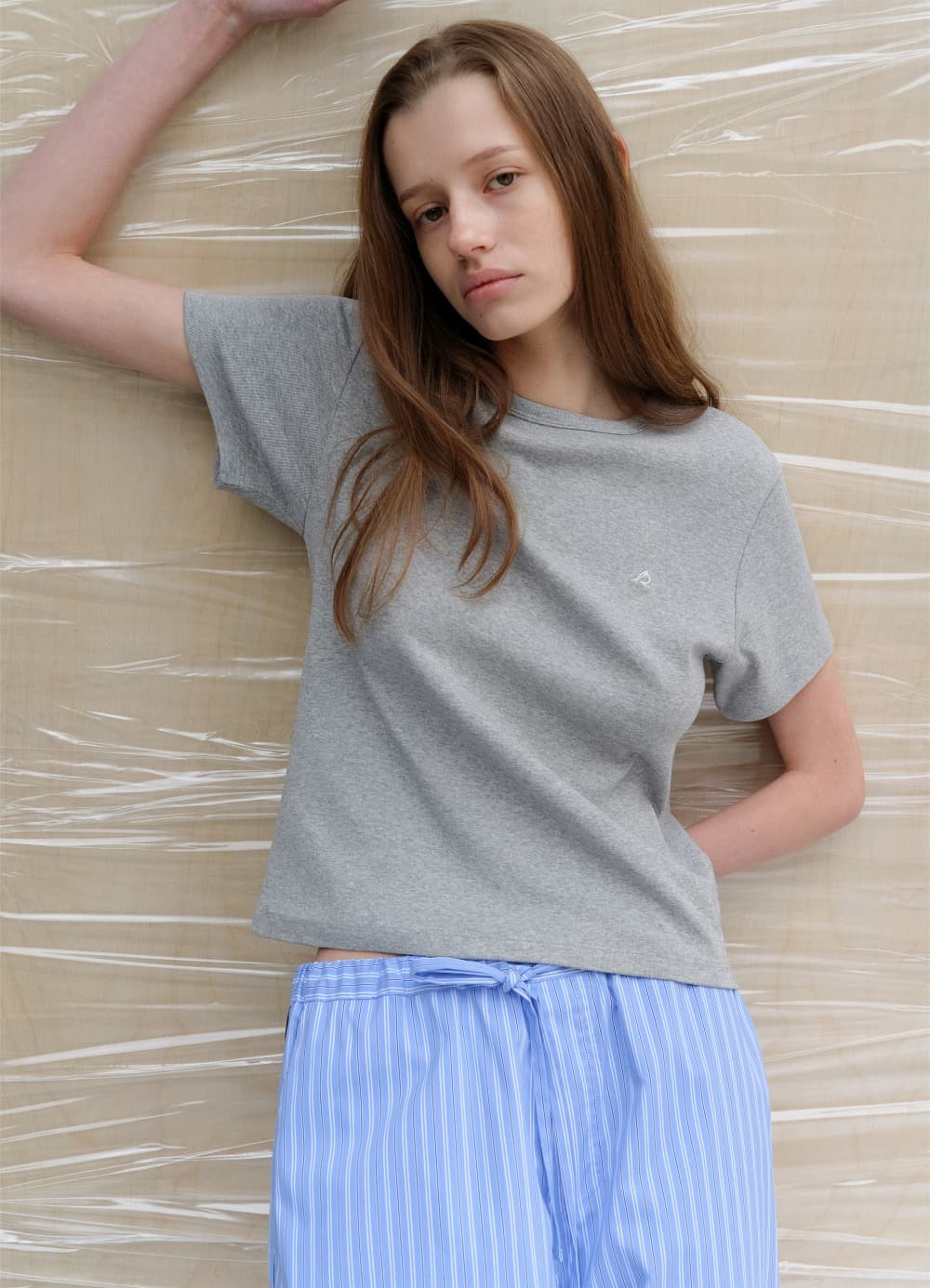 All-Day Cotton Rib T-shirt - Melange Grey