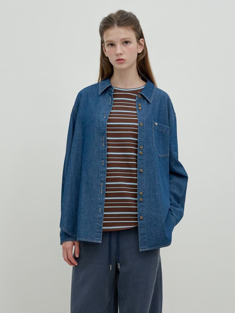 바이오 워싱 데님 셔츠 OE5AB8140