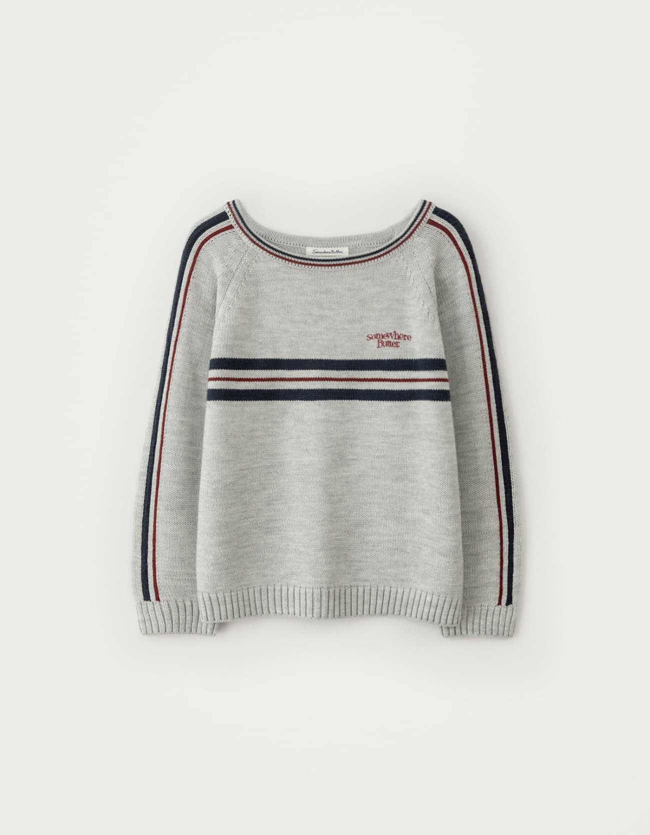 Line Small Logo Stripe Knit - Light Grey