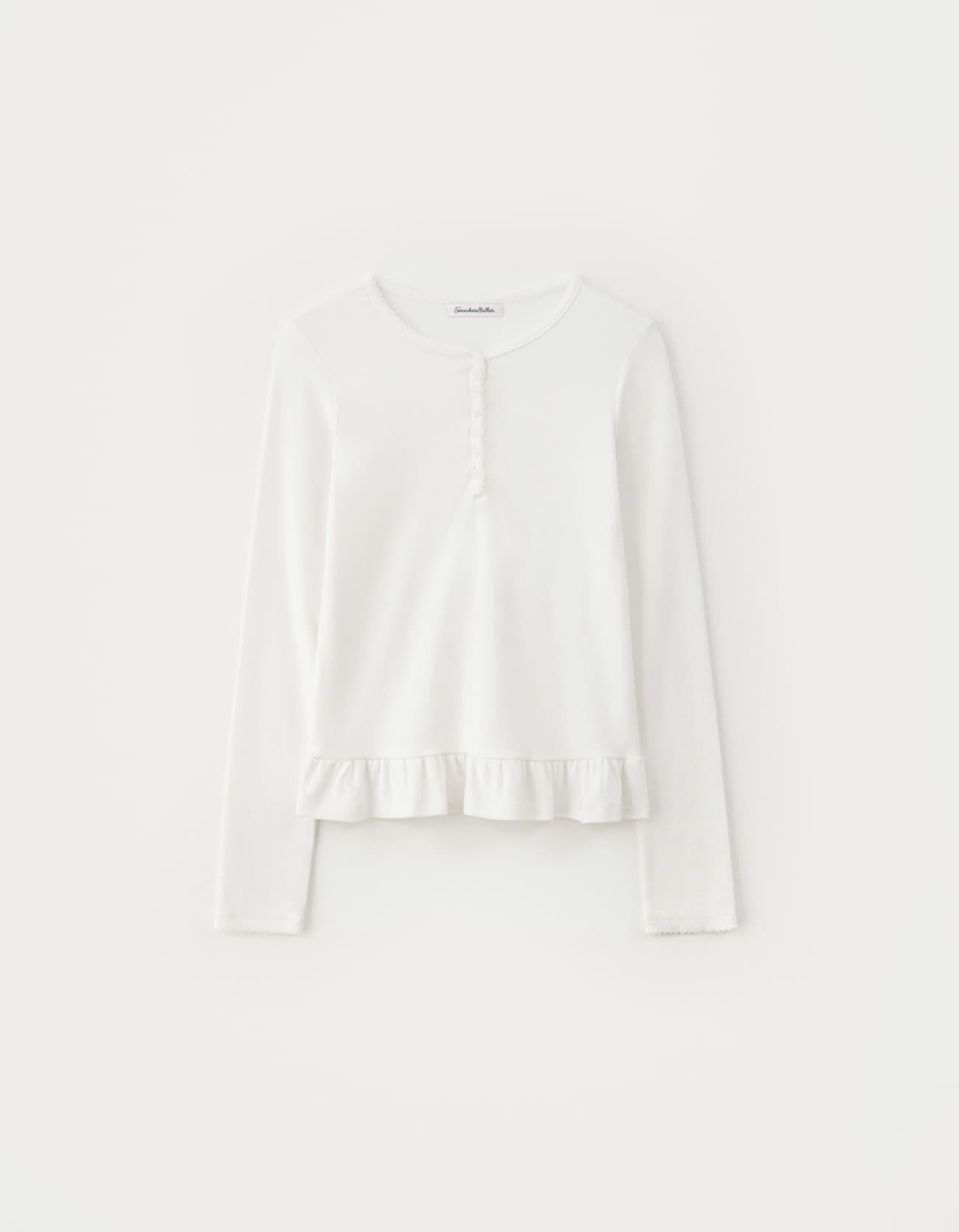 Henley Frill Top - Ivory