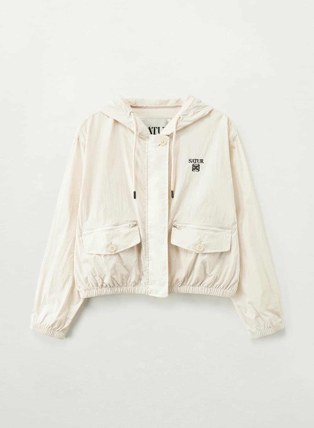 (W) Crop Hood Wind Jacket - Cream