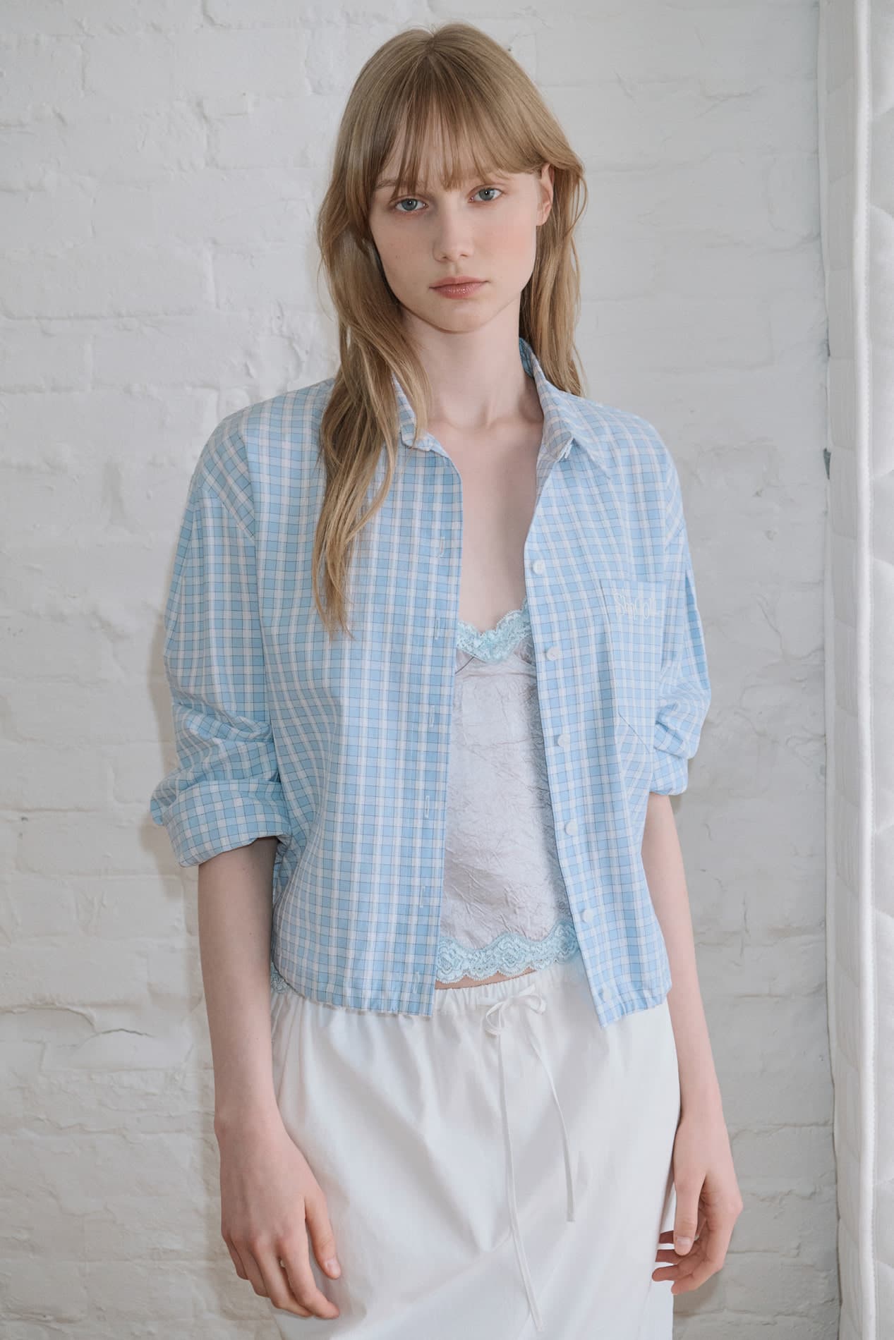 2-Way Drawstring Crop Shirt (Blue)