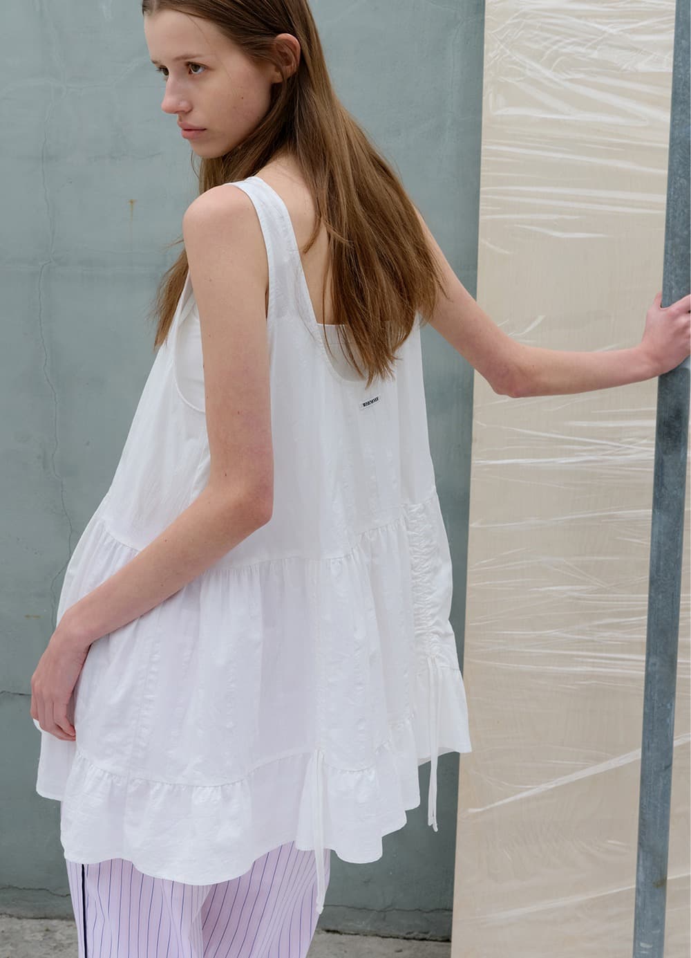 Low Tiered Sleeveless Dress - Off White