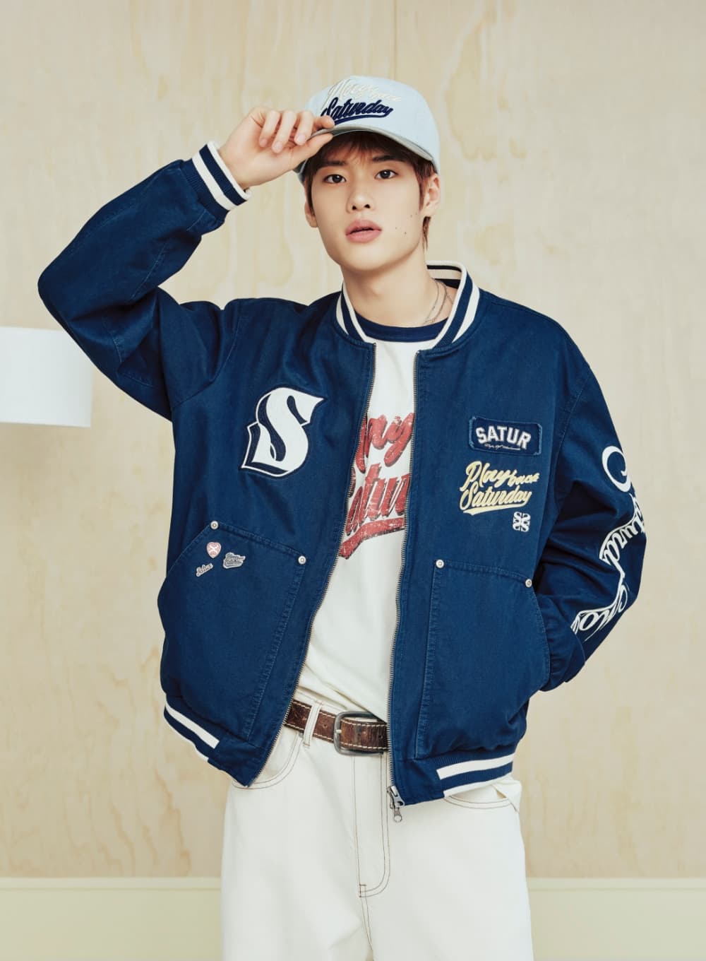 90s Playback Varsity Jacket - Navy