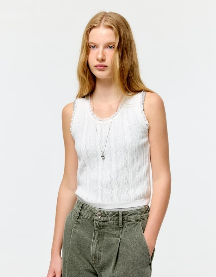 eyelet skashi sleeveless knit - off white
