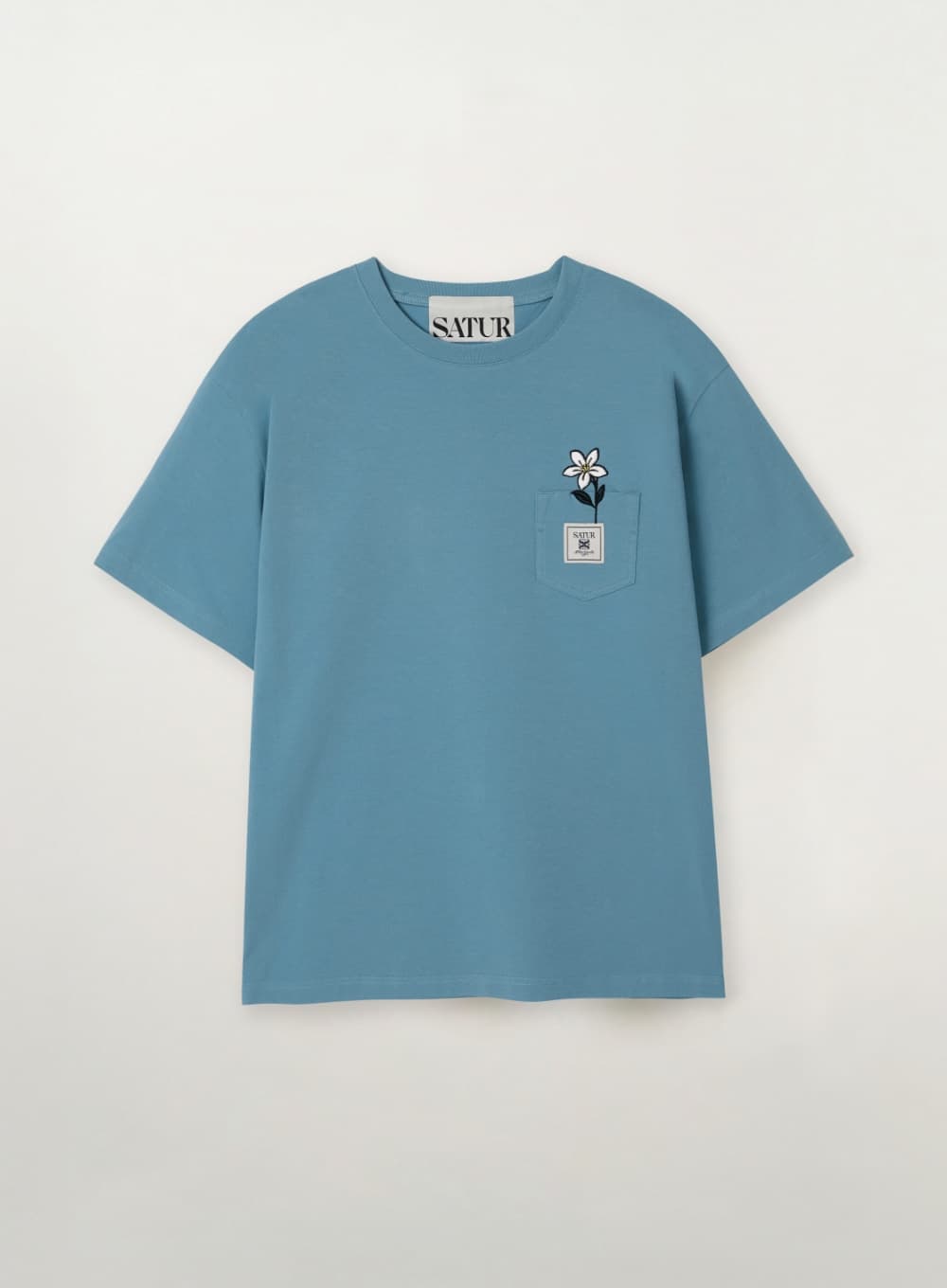 Flower Pocket T-Shirt - Blue