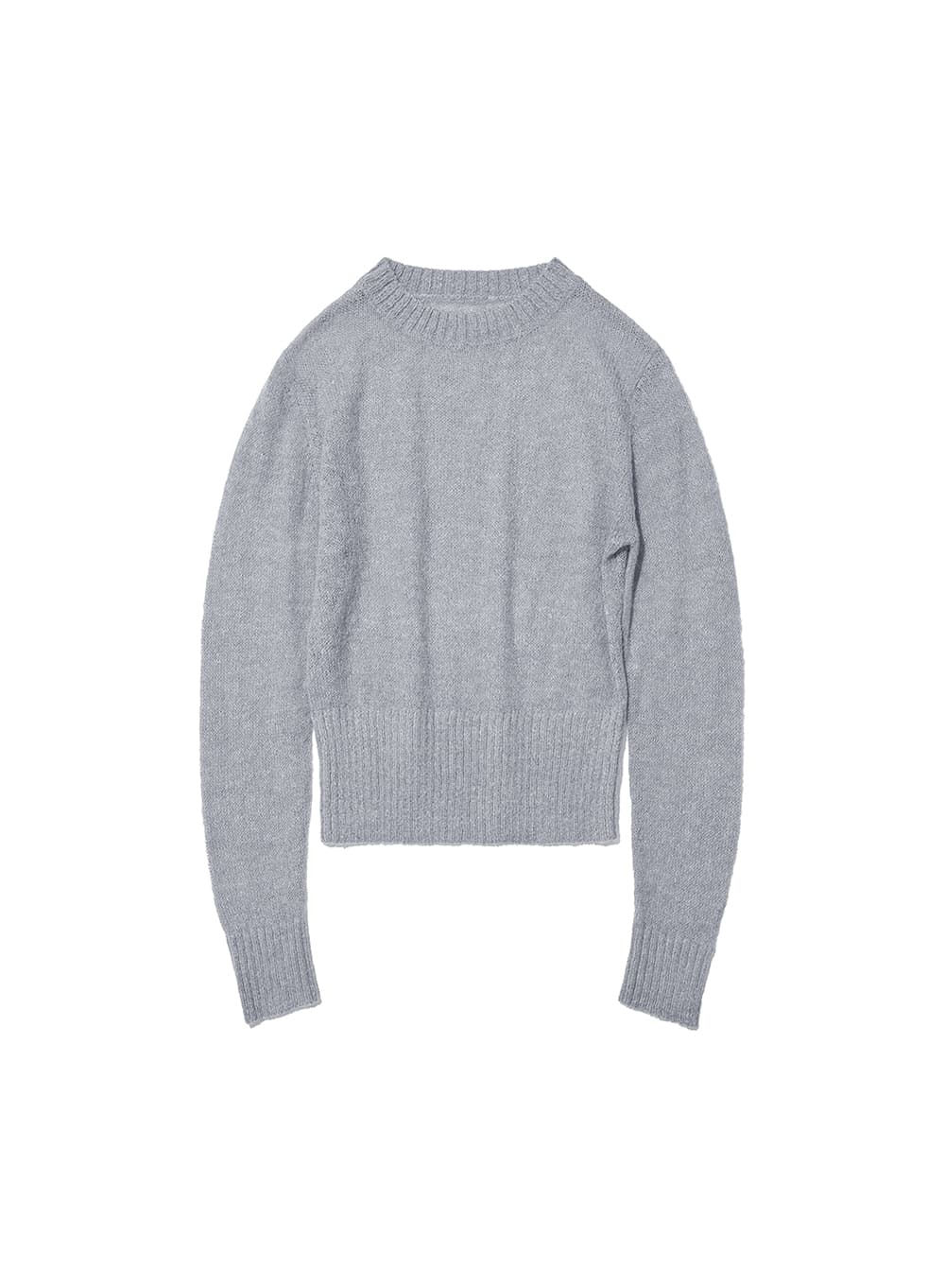 SHEER WIDE RIB KNIT CREWNECK_GREY